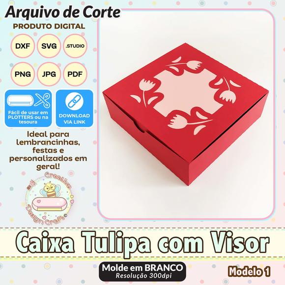 Arquivo de Corte Silhouette Caixa Flor Tulipa com Visor