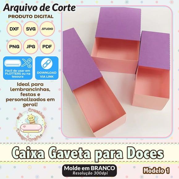 Arquivo de Corte Silhouette Caixa Gaveta para Doces Modelo 1