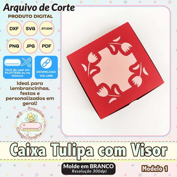 Arquivo de Corte Silhouette Caixa Flor Tulipa com Visor