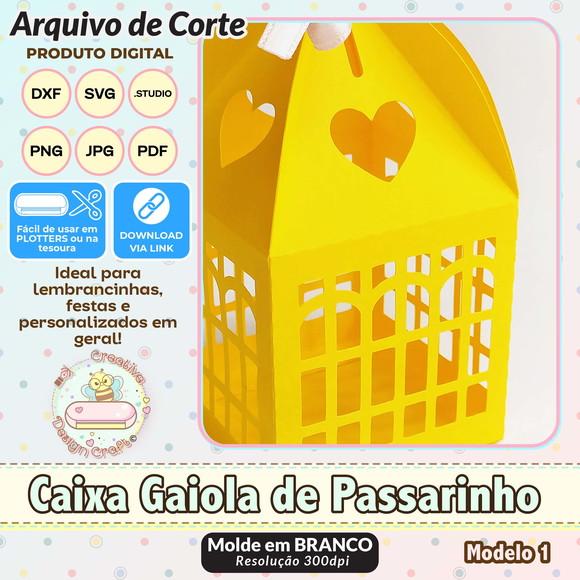 Arquivo de Corte Silhouette Caixa Gaiola de Passarinho