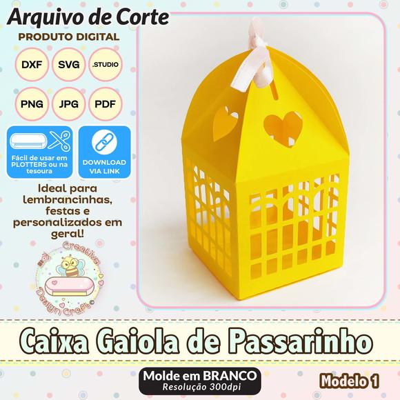 Arquivo de Corte Silhouette Caixa Gaiola de Passarinho