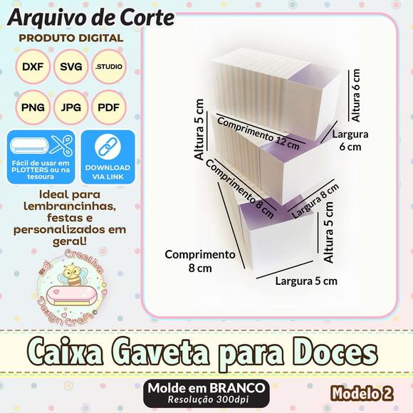 Arquivo de Corte Silhouette Caixa Gaveta para Doces Modelo 2