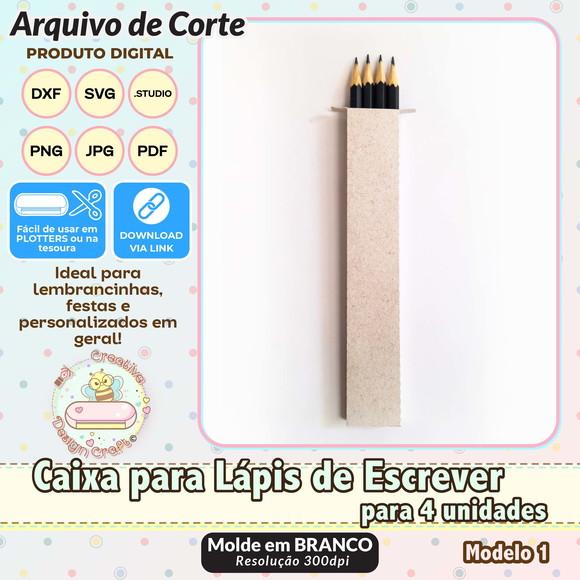 Arquivo de Corte Silhouette Caixa Lápis de Escrever 4 Uni