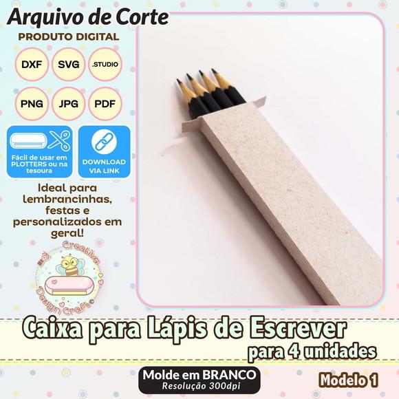 Arquivo de Corte Silhouette Caixa Lápis de Escrever 4 Uni