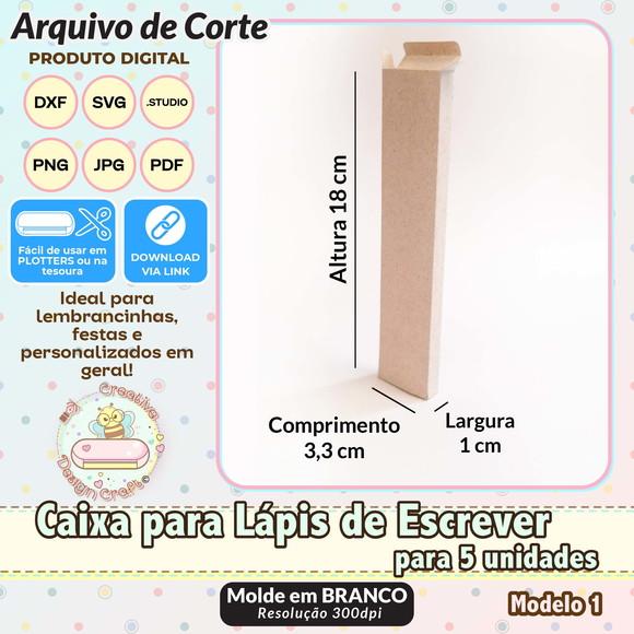 Arquivo de Corte Silhouette Caixa Lápis de Escrever 5 Uni