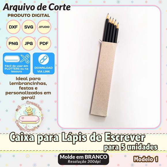 Arquivo de Corte Silhouette Caixa Lápis de Escrever 5 Uni