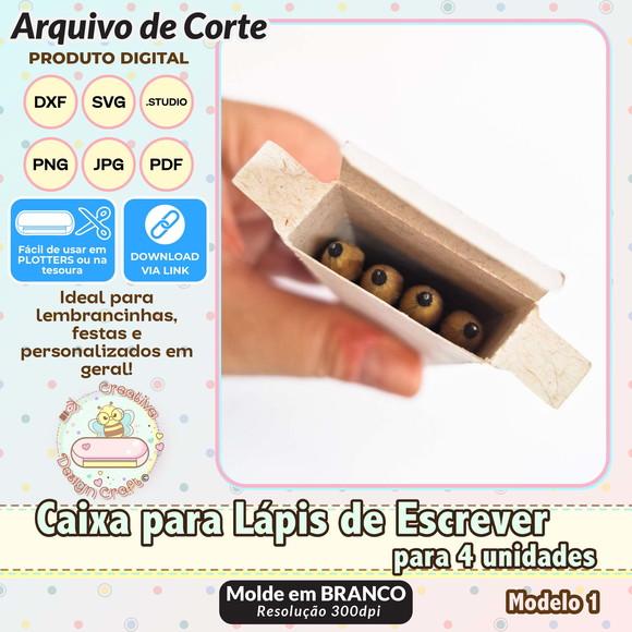 Arquivo de Corte Silhouette Caixa Lápis de Escrever 4 Uni