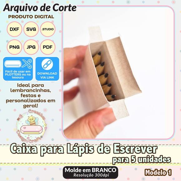 Arquivo de Corte Silhouette Caixa Lápis de Escrever 5 Uni