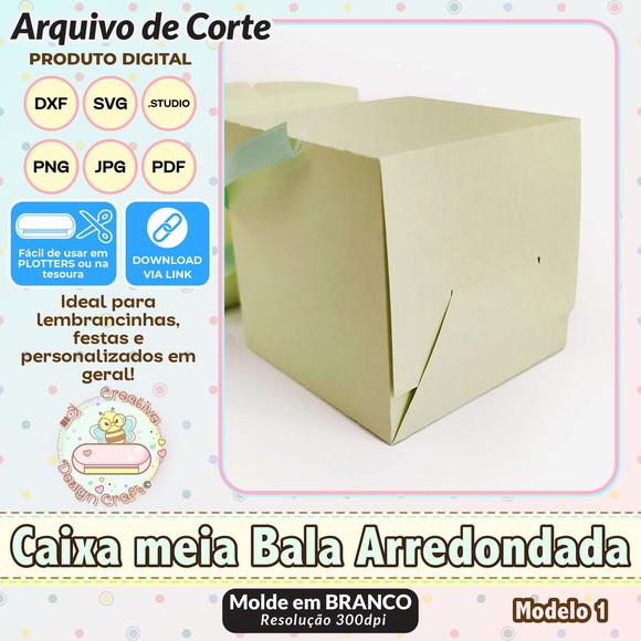 Arquivo de Corte Silhouette Caixa Meia Bala Arredondada