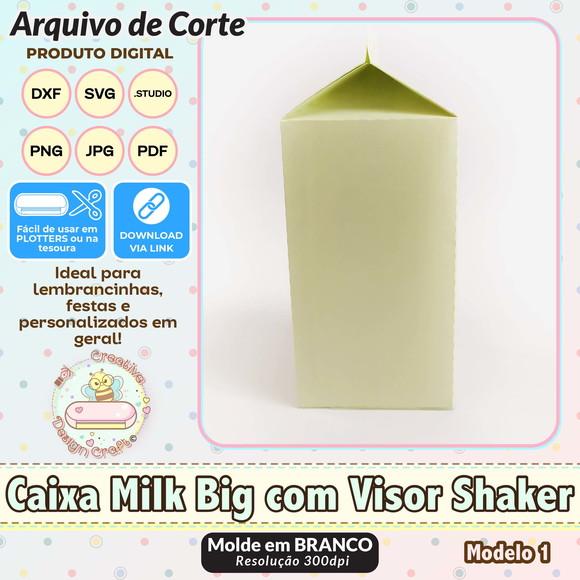 Arquivo de Corte Silhouette Caixa Milk Big com Visor Shaker