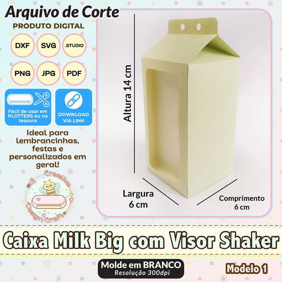Arquivo de Corte Silhouette Caixa Milk Big com Visor Shaker