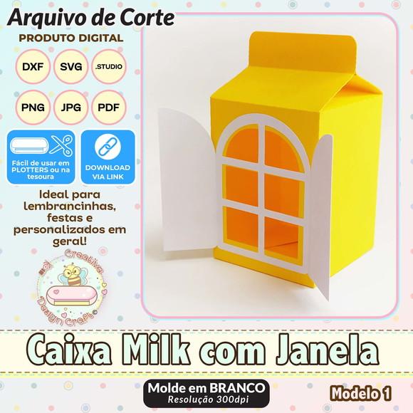Arquivo de Corte Silhouette Caixa Milk com Janela Modelo 1
