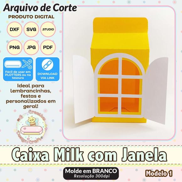 Arquivo de Corte Silhouette Caixa Milk com Janela Modelo 1