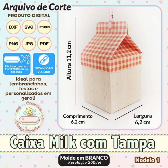 Arquivo de Corte Silhouette Caixa Milk com Tampa Modelo 1
