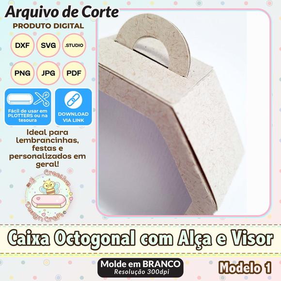 Arquivo de Corte Silhouette Caixa Octogonal com Alça e Visor