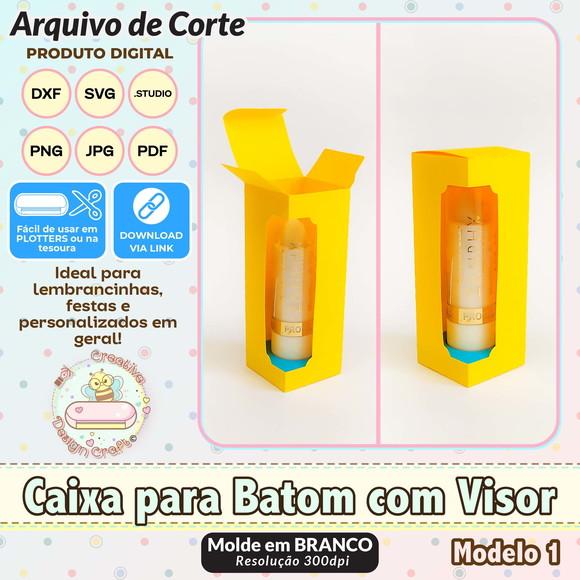 Arquivo de Corte Silhouette Caixa para Batom com Visor 1