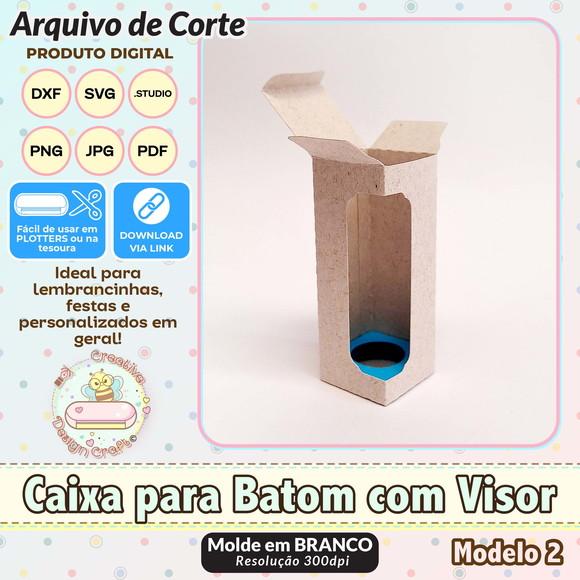 Arquivo de Corte Silhouette Caixa para Batom com Visor 2
