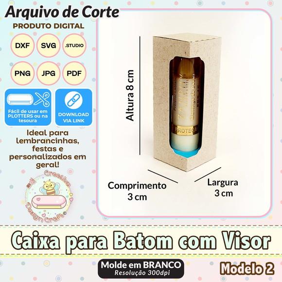 Arquivo de Corte Silhouette Caixa para Batom com Visor 2