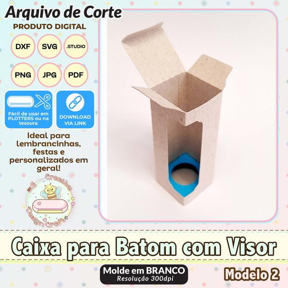 Arquivo de Corte Silhouette Caixa para Batom com Visor 2