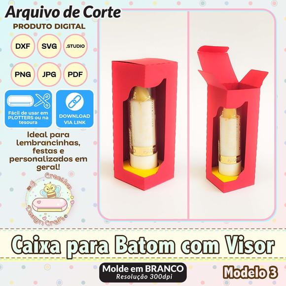 Arquivo de Corte Silhouette Caixa para Batom com Visor 3