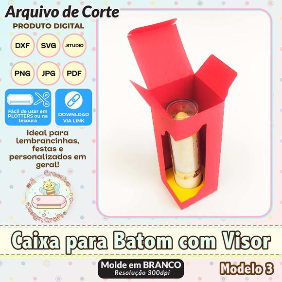 Arquivo de Corte Silhouette Caixa para Batom com Visor 3