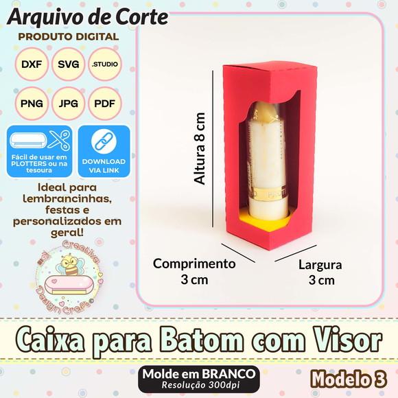 Arquivo de Corte Silhouette Caixa para Batom com Visor 3