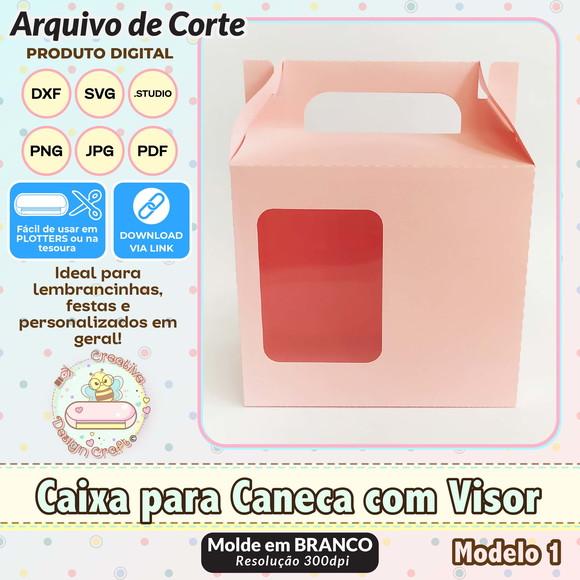 Arquivo de Corte Silhouette Caixa para Caneca com Visor 1