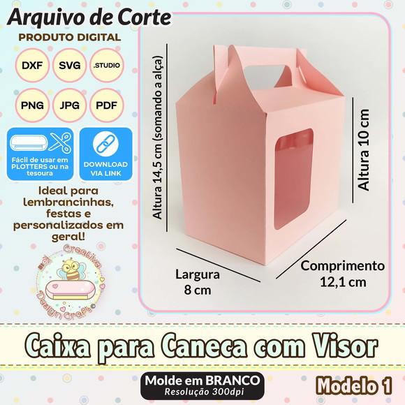 Arquivo de Corte Silhouette Caixa para Caneca com Visor 1