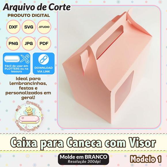 Arquivo de Corte Silhouette Caixa para Caneca com Visor 1