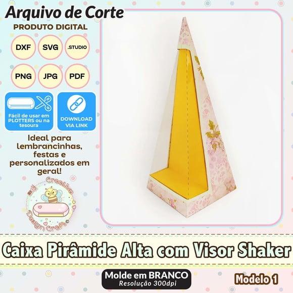 Arquivo de Corte Silhouette Caixa Pirâmide Alta Visor Shaker