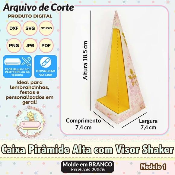 Arquivo de Corte Silhouette Caixa Pirâmide Alta Visor Shaker
