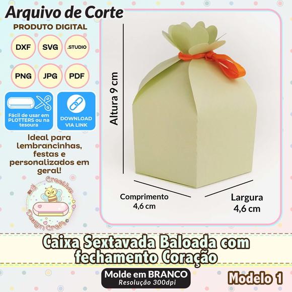 Arquivo de Corte Silhouette Caixa Sextavada Baloada Coração
