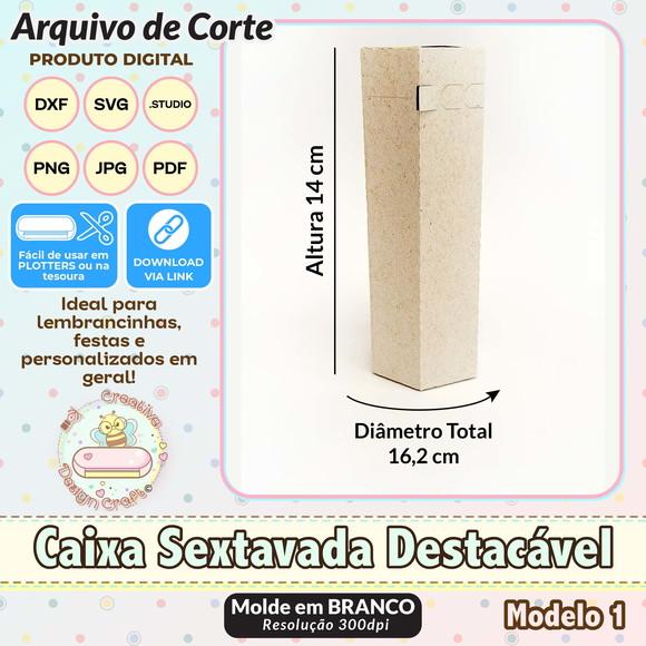 Arquivo de Corte Silhouette Caixa Sextavada Destacável 1
