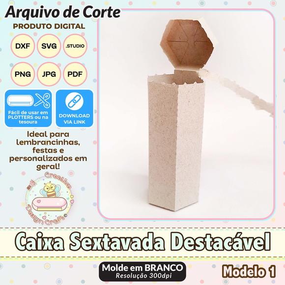 Arquivo de Corte Silhouette Caixa Sextavada Destacável 1