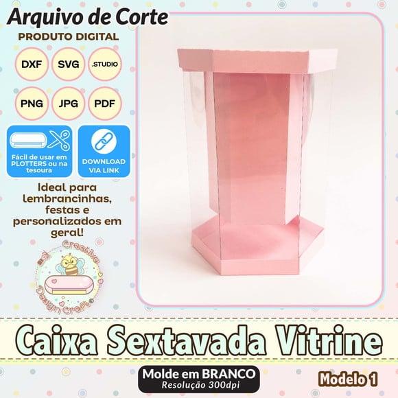 Arquivo de Corte Silhouette Caixa Sextavada Vitrine Modelo 1