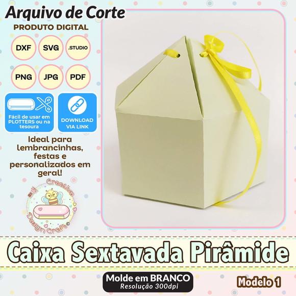 Arquivo de Corte Silhouette Caixa Sextavada Pirâmide