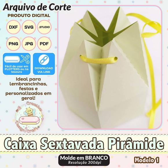 Arquivo de Corte Silhouette Caixa Sextavada Pirâmide