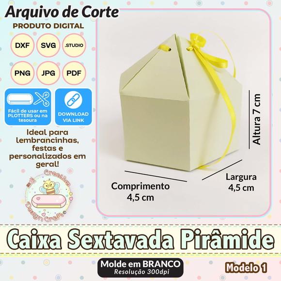 Arquivo de Corte Silhouette Caixa Sextavada Pirâmide