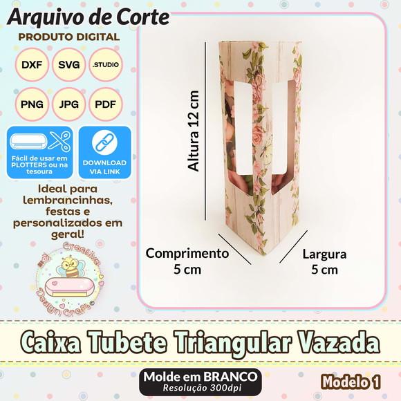 Arquivo de Corte Silhouette Caixa Tubete Triangular Vazada