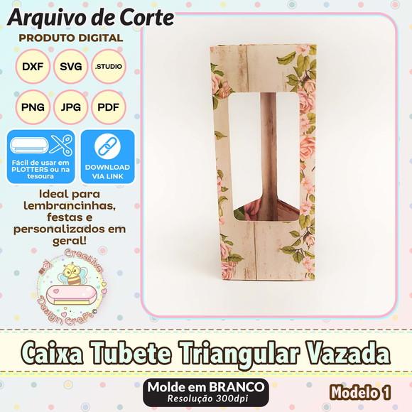 Arquivo de Corte Silhouette Caixa Tubete Triangular Vazada