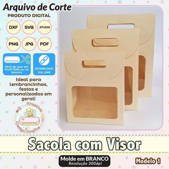 Arquivo de Corte Silhouette Sacola com Visor Modelo 1