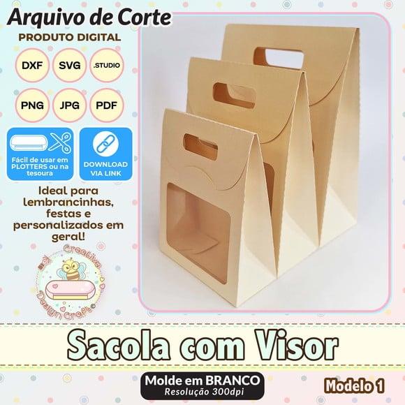 Arquivo de Corte Silhouette Sacola com Visor Modelo 1
