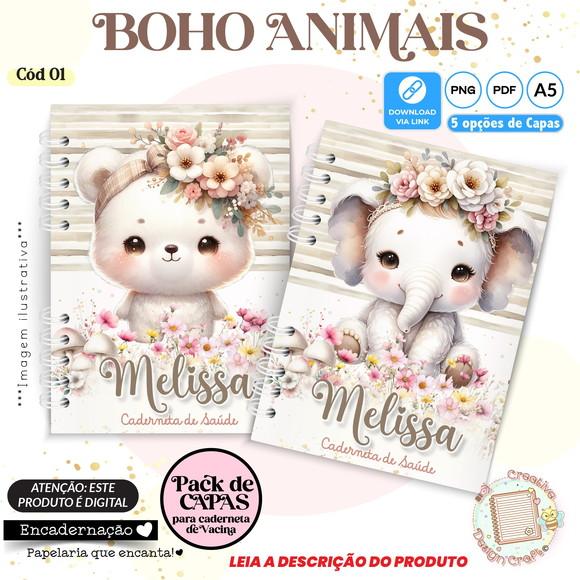 Arquivo Digital Capas Caderneta de Saúde Boho Animais - 1