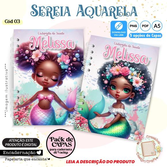 Arquivo Digital Capas Caderneta de Saúde Sereia Aquarela - 3
