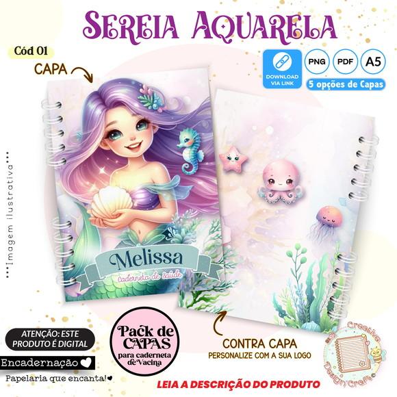 Arquivo Digital Capas Caderneta de Saúde Sereia Aquarela - 1
