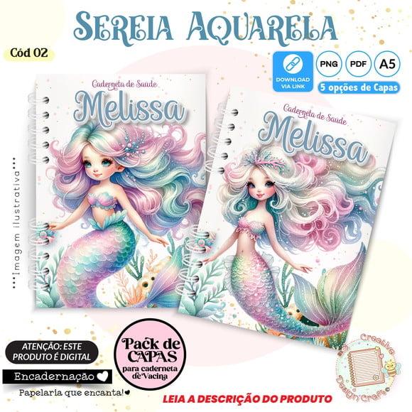 Arquivo Digital Capas Caderneta de Saúde Sereia Aquarela - 2