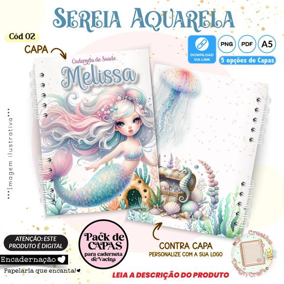 Arquivo Digital Capas Caderneta de Saúde Sereia Aquarela - 2