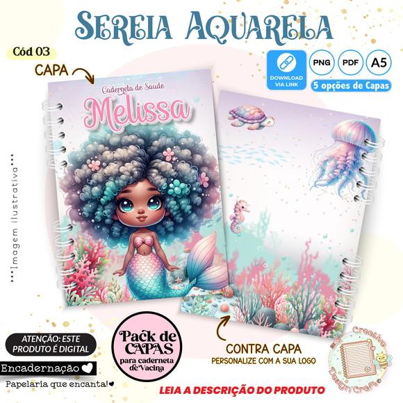 Arquivo Digital Capas Caderneta de Saúde Sereia Aquarela - 3