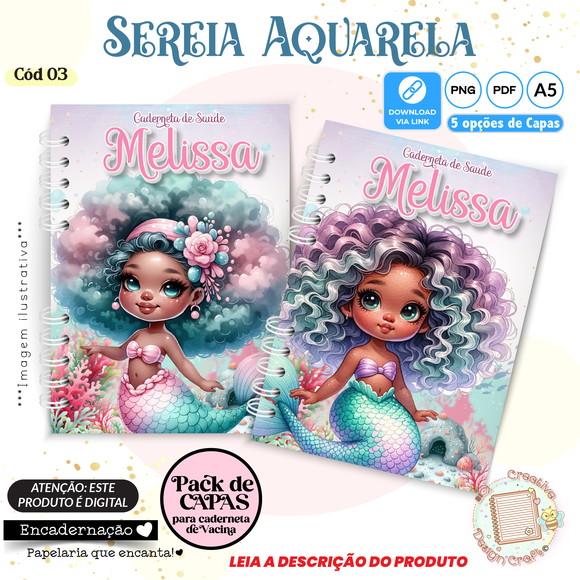 Arquivo Digital Capas Caderneta de Saúde Sereia Aquarela - 3