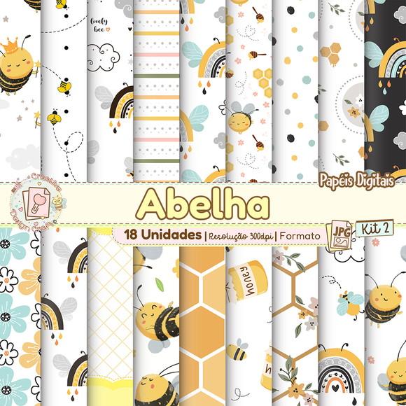Papéis Digitais Abelha Kit 2